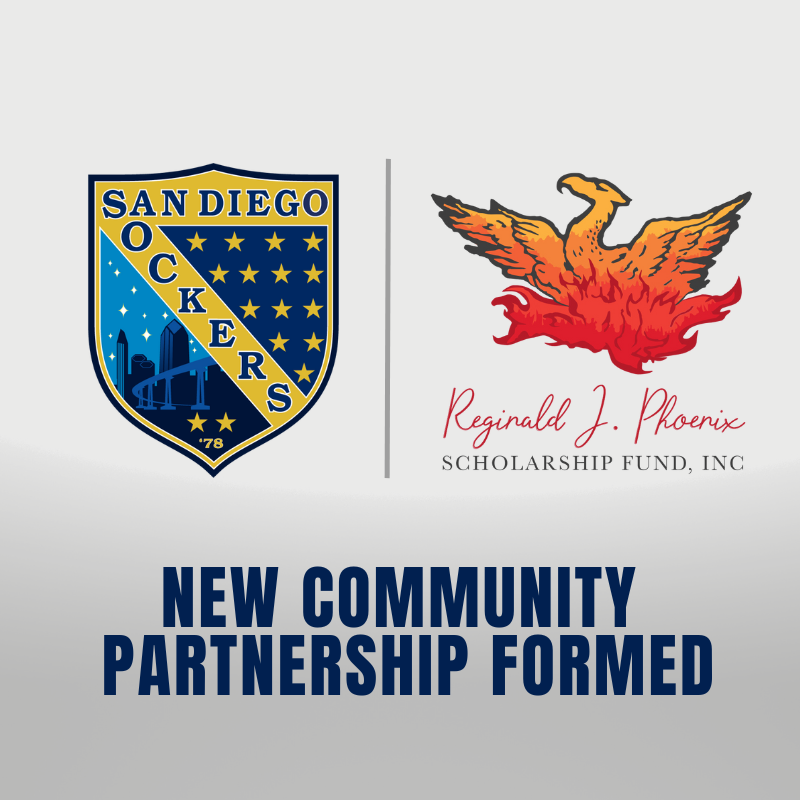 San Diego Sockers and Reginald J Phoenix Scholarship Fund Logos